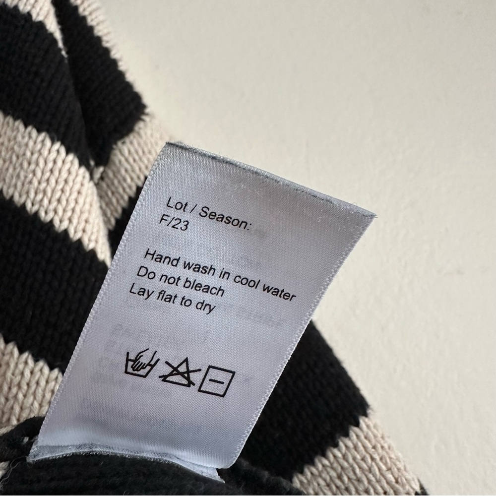 Denimist Cropped Sailor‎ Stripe Turtleneck Sweater in Black/Tan - Picture 7 of 11